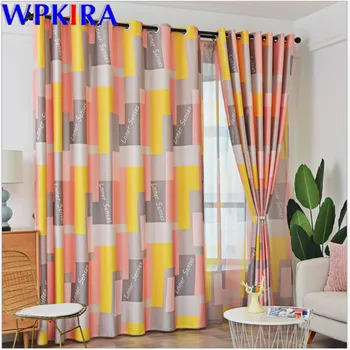 

Contrast Geometric Curtain Blackout For Living Room Sheer Curtain Window Blinds Printed Letter Thick Kitchen Drape W-AD443#30