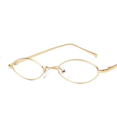 Маленькие овальные мужские солнцезащитные очки в стиле стимпанк,, ретро бренд, высокое качество, gafas de sol, Винтажные Солнцезащитные очки для женщин, okulary sunglss - Цвет линз: Gold clear