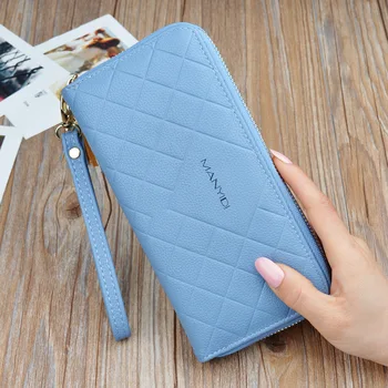 

2020 Ladies Long Wallet Multi-function Clutch Korean Student Wallet Fashion Check Zipper Phone Bag Standard Wallets