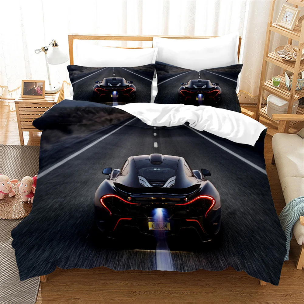 Car Sports Printed Duvet Cover Race Car Bedding Sets With Pillowcases For Teens Kids Boys Cool Bedroom Decor 2/3pcs Bedclothes 