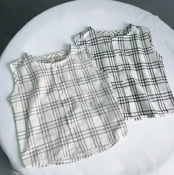 

2020 Hot Selling Baby Girls Boys Plaid Vest Summer Kids Girls Waistcoat 2-7 Years