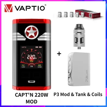 

Original Vaptio Capt'n Mod Vape 220W LED Screen With P3 Box Mod 510 P-III Tank Electronic Cigarette P3 Coils NO 18650 Battery