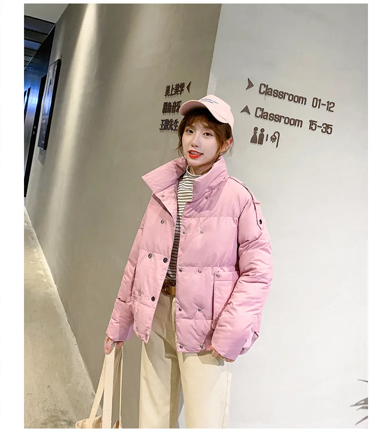 

9344 # Photo Shoot Down Jacket Women's 19 New Style Korean-style Short Loose-Fit Students Cotton Overcoat Versatile down Jacket