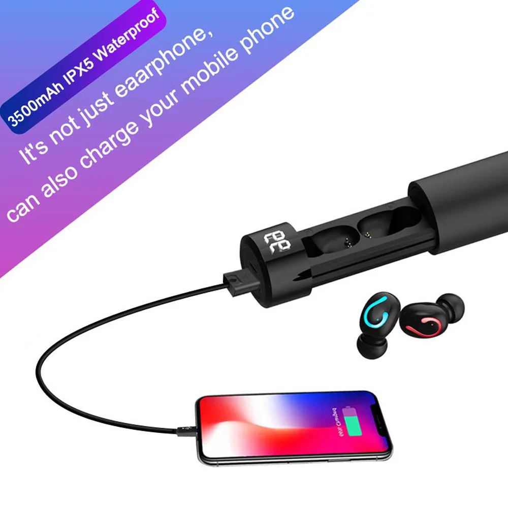 Беспроводные наушники TWS Bluetooth 5 0 HBQ свободные руки спортивный чехол для наушников