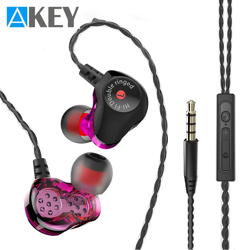 AKEY D6 проводные наушники 4 ядра Hi-Fi стерео для мобильных телефонов гарнитуры басы