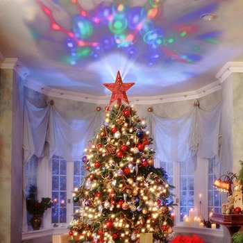 

New Christmas Lights Led Night Light Meteor Five-Pointed Star Lamp Tree Top Decor Eu Usa Uk Plug 220V For Xmas Decor