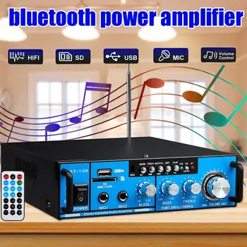 

12/220V 2CH Mini Digital bluetooth HIFI Audio Power Amplifier Home Audio Amplificador Stereo Amplifiers FM Radio USB With Remote