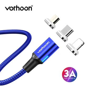 

Vothoon 3A Magnetic Cable Fast Charging Micro USB C Cable For iphone Samsung Huawei Magnet Charger Type C Mobile Phone Cable