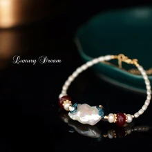 Винтажный жемчужный браслет, натуральные пресноводные браслеты из жемчуга и браслеты ручной работы, ювелирные изделия для женщин, подарок на день рождения