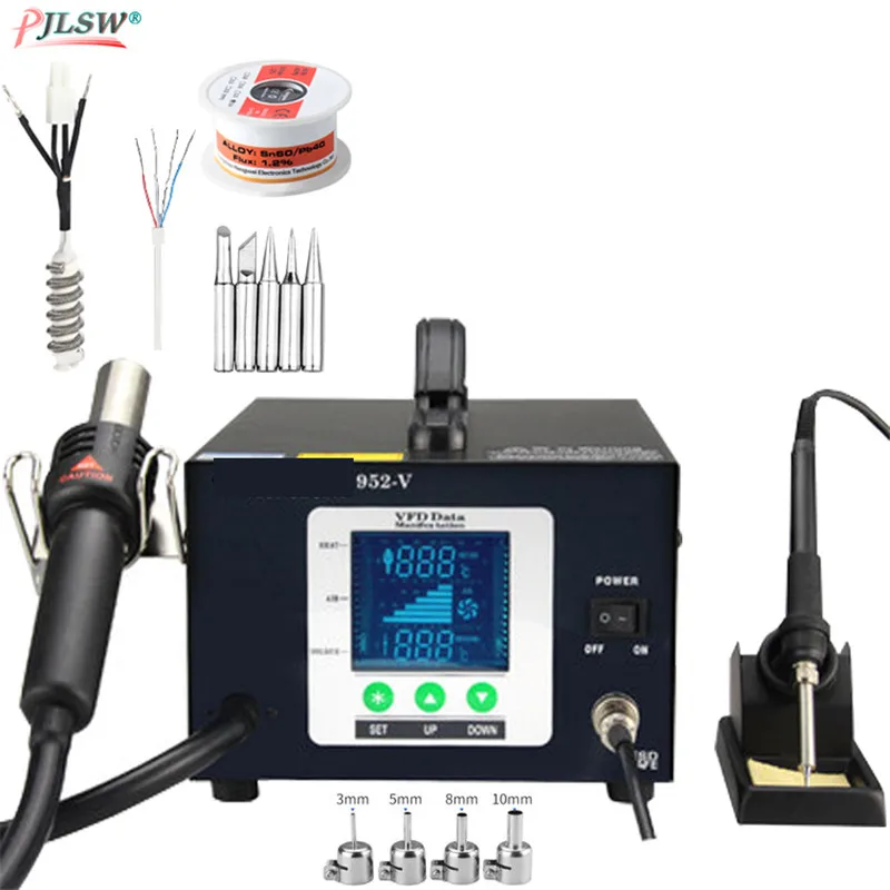 Высокое качество 952 в паяльная станция горячего воздуха 2 в 1 SMD паяльная станция De паяльная станция горячего воздуха пистолет Тепловая пушка Электрический Утюг