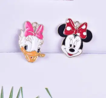 

100 pcs Daisy minnie head Necklace earrings Key chain Metal Charm Pendants DIY Jewelry Making