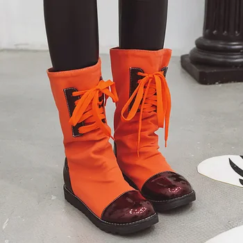 orange flat boots