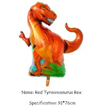 Воздушный шар с динозавром, 1 шт., 3D фольга, стоящий зеленый динозавр, красный дракон, на день рождения, декоративные вечерние принадлежности для мальчиков, детские игрушки, гелиевые шары - Цвет: R Tyrannosaurus Rex