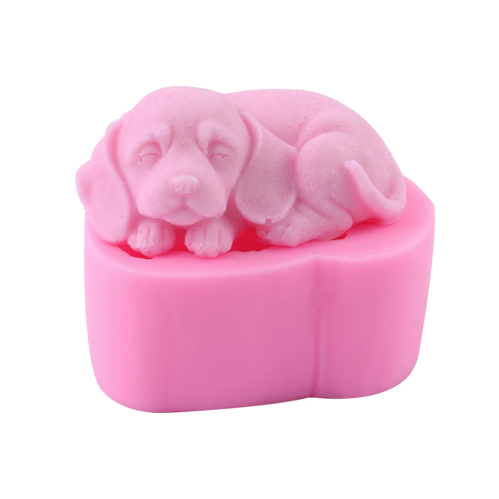 Cute Dog Shaped Silicone Soap Molds 3D Animal Crafts Decoration Resin Plaster Soap Making Cake Chocolate Mold Decorating Tools