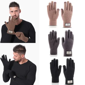 

Men Women Thickened Waffle Knit Winter Gloves Touch Screen Fingertips Elastic Cuff Thermal Soft Lining Warm Jacquard Mittens