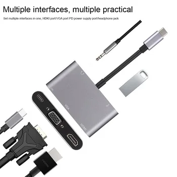 

5 In 1 Home Office HDMI Adapter Computer Universal High Speed USB C Hub Aluminum Alloy Plug And Play Type C USB 3.1 Expander
