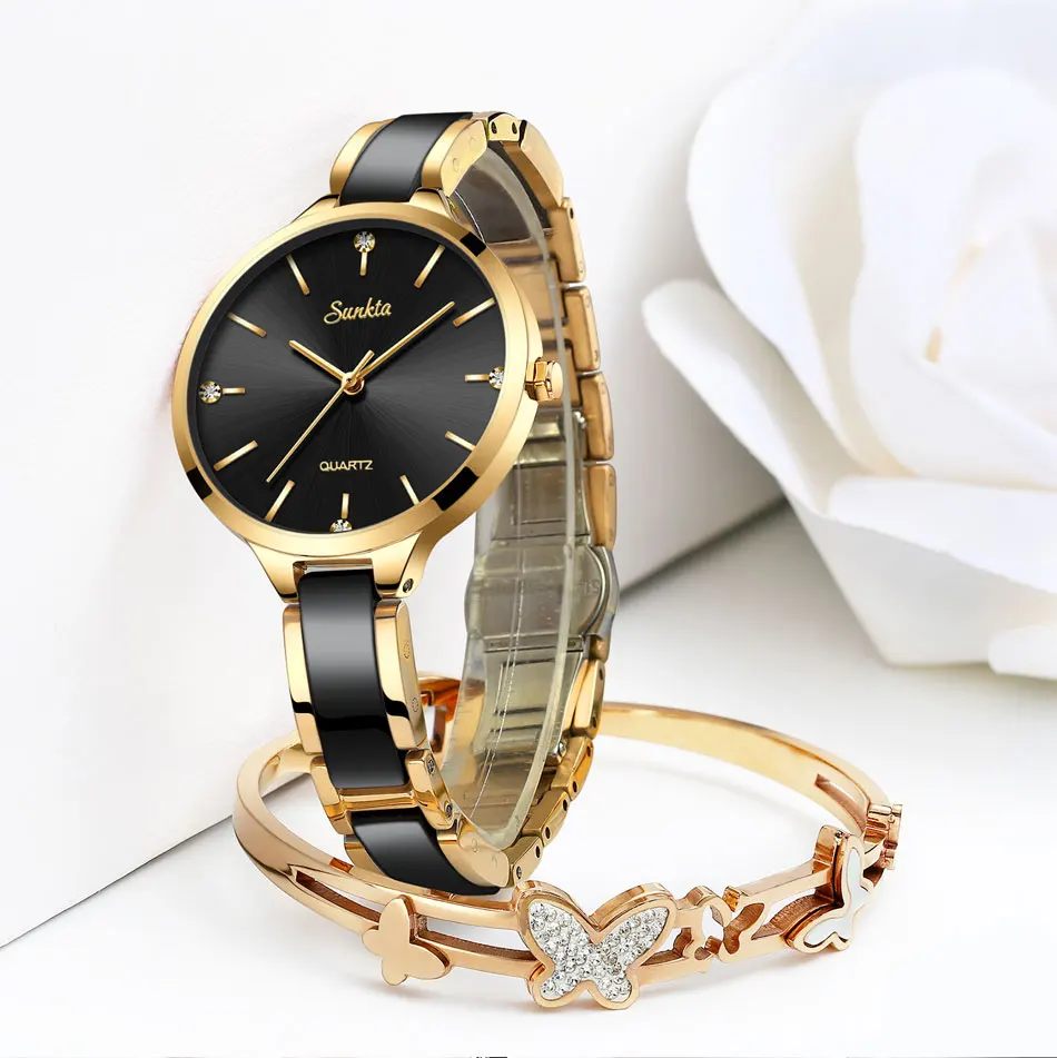 SUNKTA новые женские часы повседневные модные часы керамические часы для женщин простые часы с бриллиантами спортивные Водонепроницаемые наручные часы Montre Femme