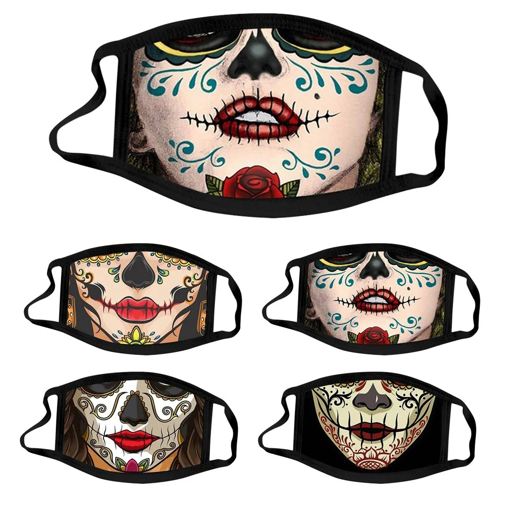 

Dropshipping Fast Delivery 1pc Mouth Mask Washable Earloop Mask Halloween Print Mask Bandage Mascarilla reutilizable Facemasks