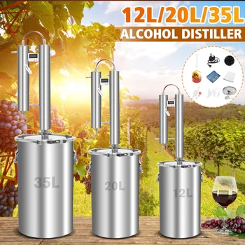 

12/20/35L Home Brew Copper Distillery Moonshine Distiller for Alcohol Water Essential Oil With Cooling Column Condenser