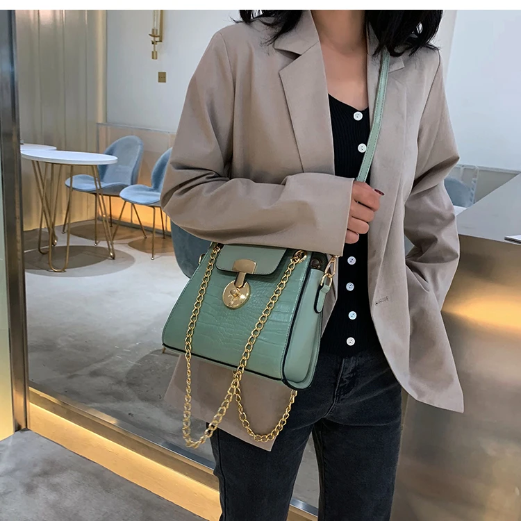 Elegant Female Crocodile pattern Tote bag New High Quality PU Leather Women's Designer Handbag Chain Shoulder Messenger Bag