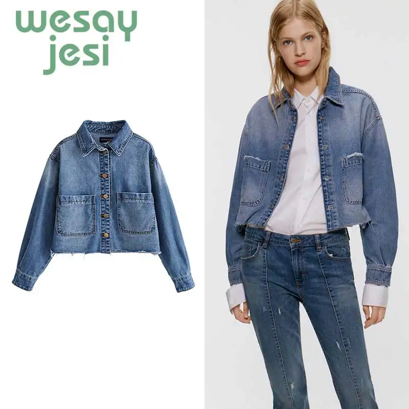 

Autumn Denim jacket women casual style vintage pocket Slim Turn-down Collar girls jacket casaco feminino jaqueta feminina tops