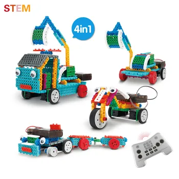 

Stem Toy RC Car Electric Building Blocks Technic 4In1 Remote Control Intelligent Robot Bricks Toys for Children Creative Gifts