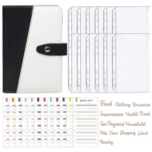Carnet de notes rose avec planificateur A6 et 12 pièces, classeur à 6 trous avec fermeture éclair, 12 feuilles de Budget de frais, 2 feuilles d'étiquettes anglaises