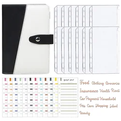 Carnet de notes rose avec planificateur A6 et 12 pièces, classeur à 6 trous avec fermeture éclair, 12 feuilles de Budget de frais, 2 feuilles d'étiquettes anglaises 