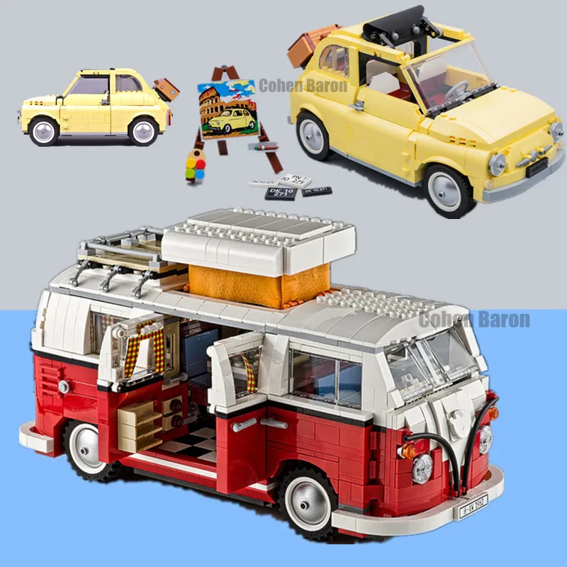 

1354PCS Creator Camper Racing Van T1 Car Fit Lepinings Technic City 10271 10220 Building Block Bricks Toy Gift Kid Birthday