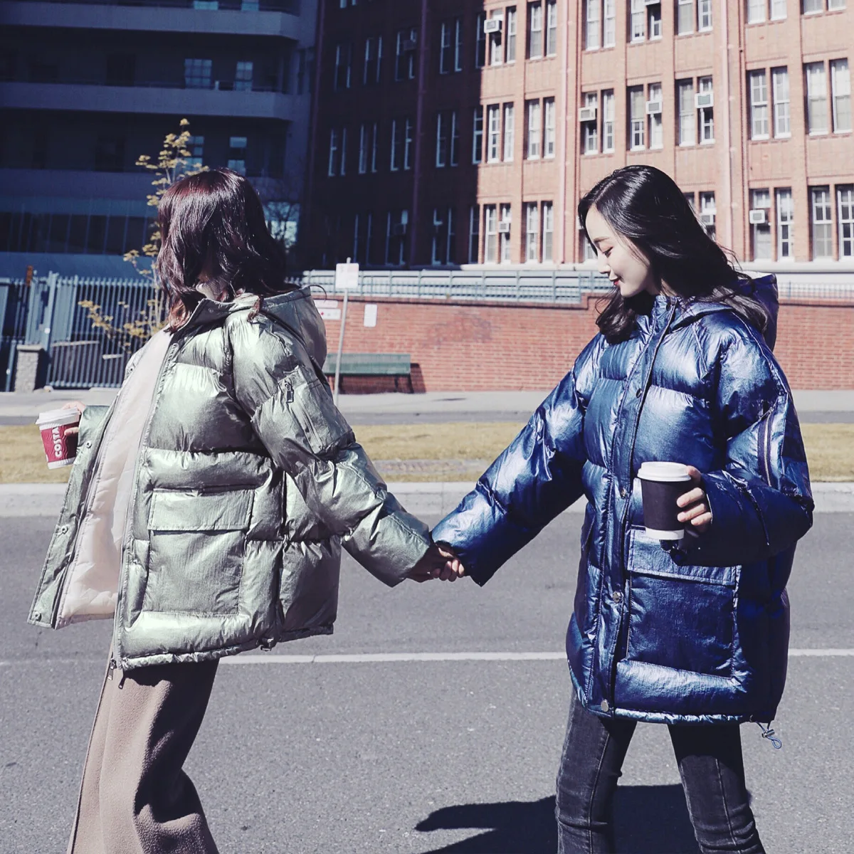 

Large Cargo 8621-m66 Bronze Fabric Short Hooded Cotton-padded Clothes down Coat Sisters Outfit (Limited)