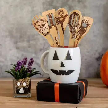 

Halloween Bamboo Wooden Cooking Rice Spatula Scoop Kitchen Utensil Non-stick Hand Wok Shovel Kitchen Tools Accessories Cookware