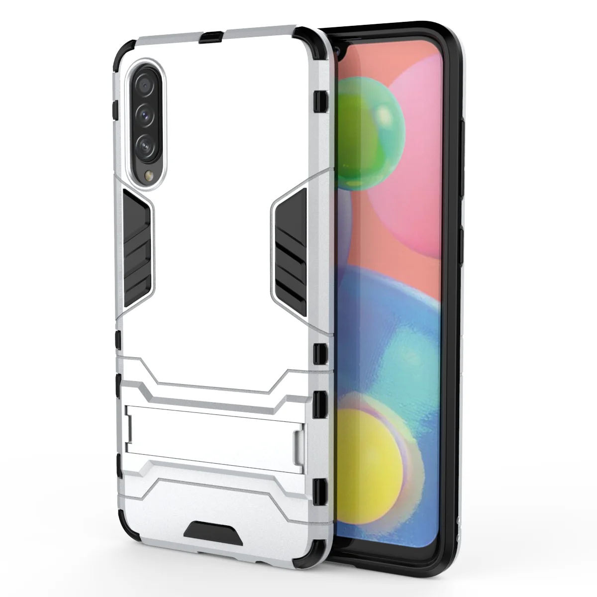 Для samsung Galaxy A70 A70S A750 A72018 A72017 чехол-накладка с подставкой противоударный чехол - Цвет: silver