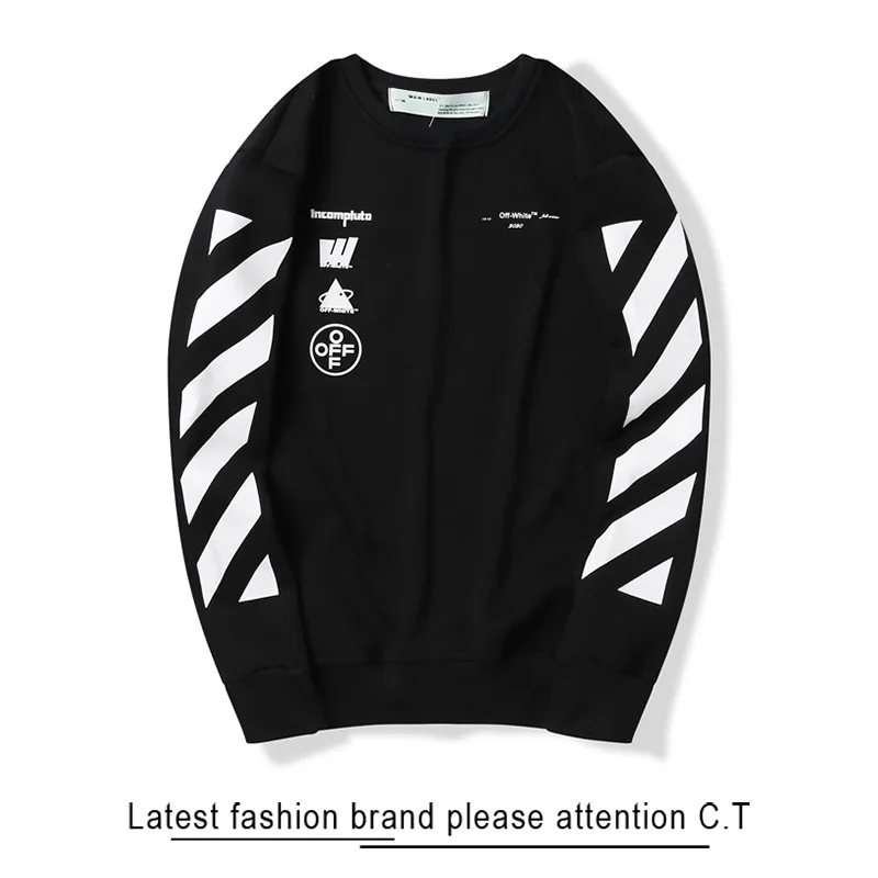 19SS OFF-WHITE No face queen картина маслом дизайн свободный Круглый вырез пуловер плюс бархатная толстовка мужская пара