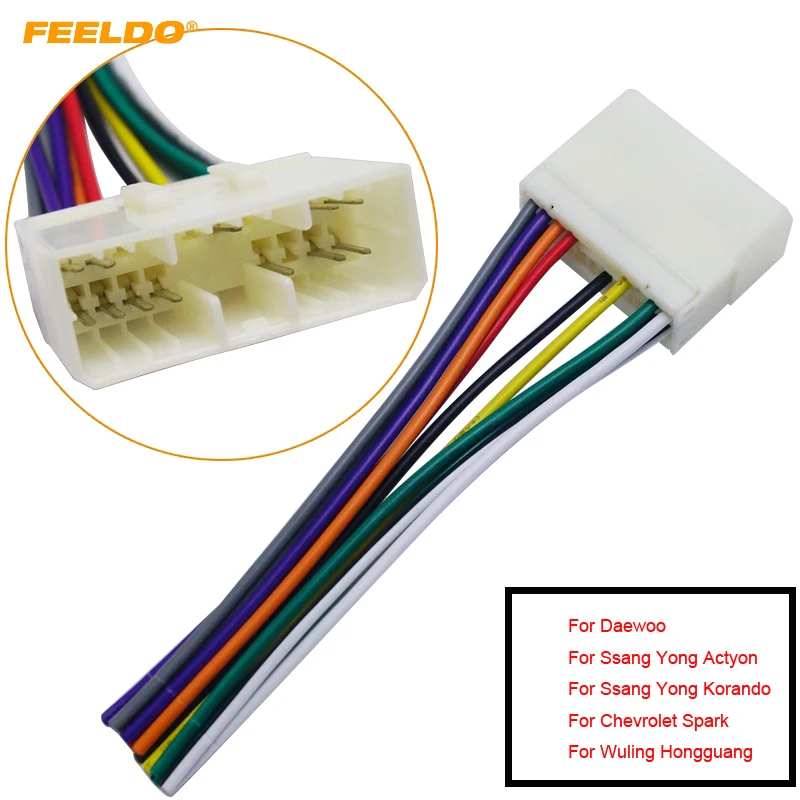 

FEELDO 10Pcs Car Audio Radio Stereo Wiring Harness Adapter For Daewoo/Actyon/Chevrolet Spark Install Aftermarket CD/DVD Stereo