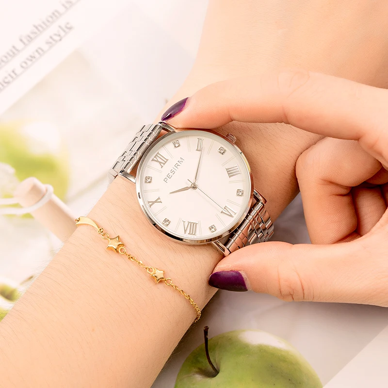 Goedkoop PESIRM Vrouwen Jurk Horloges Luxe Merk Dames Mode Waterdichte Rvs Femme Horloges