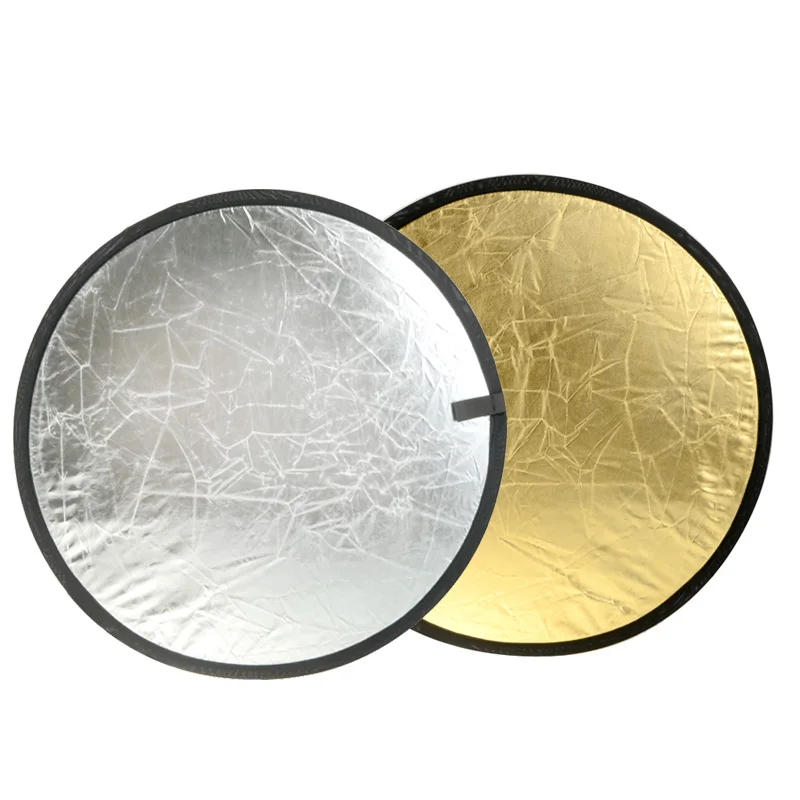 

2 in 1 60cm 23inch Round Flash Studio Collapsible Refletor Light Disc Silver Gold Riflettore Reflector for Photo Studio Outdoor