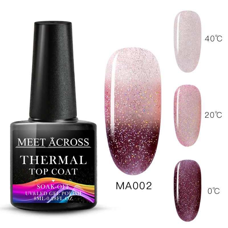 MEET ACROSS Thermal Glitter Gel Nail Polish 3 Colors Temperature Color Changing Nail Art Gel Lacquer DIY Soak Off UV Gel Varnish - Цвет: BS03313