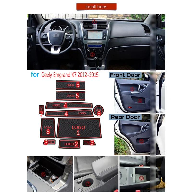 Противоскользящий резиновый подстаканник для Geely Emgrand X7 2012 2013, коврик для двери, аксессуары, автомобильные наклейки, подстаканник