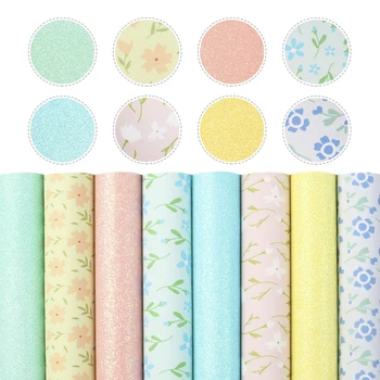 

David accessories 8Pieces/set 20*34cm Flower Synthetic Leather Patchwork Hair Bow Handbag Phone Case Wallet Shoes DIY,1Yc10610