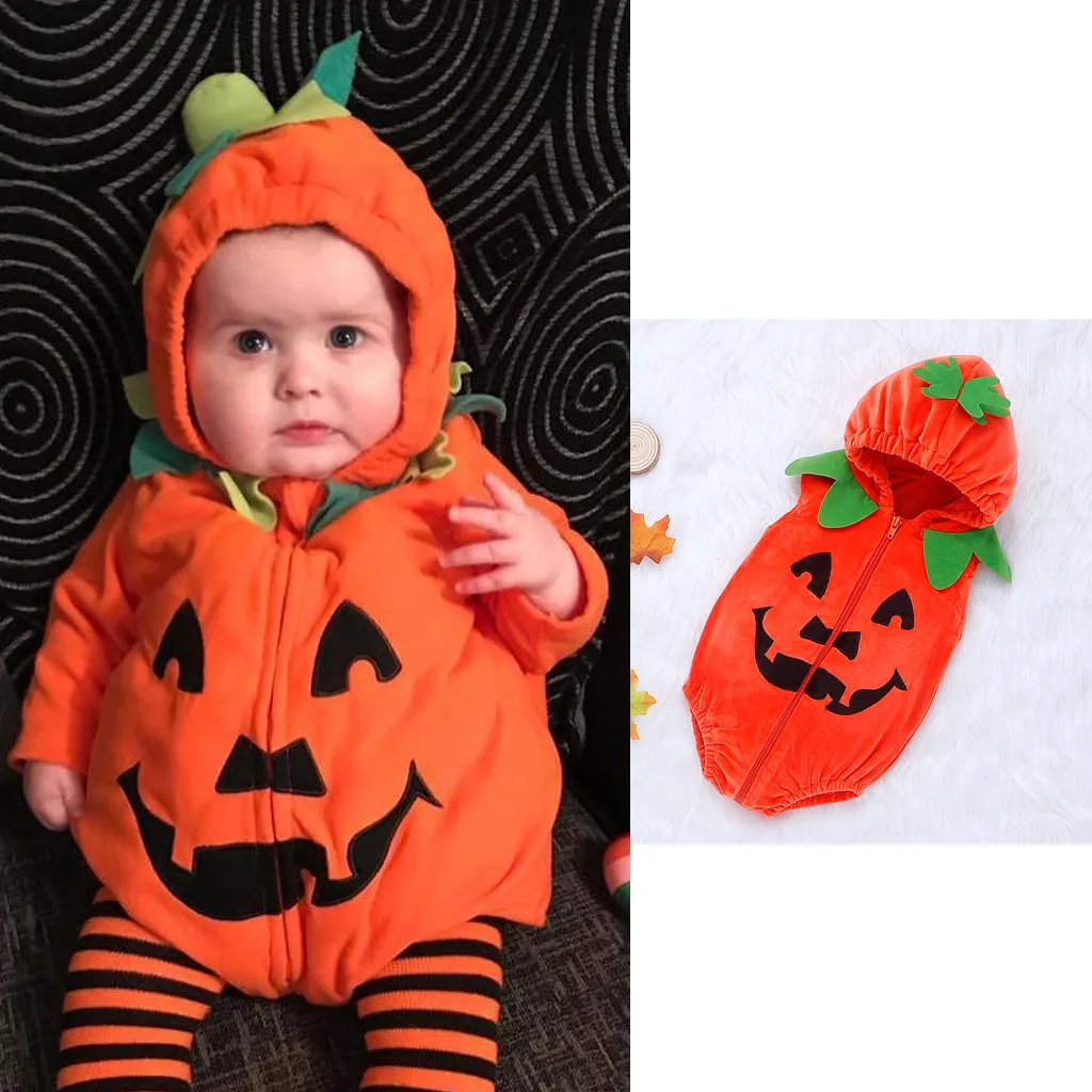

Autumn Winter New Fashion Toddler Baby Kids Girls Demon Print Halloween Zipper Hooded Romper Bodysuit Free Ship ropa bebe Z4