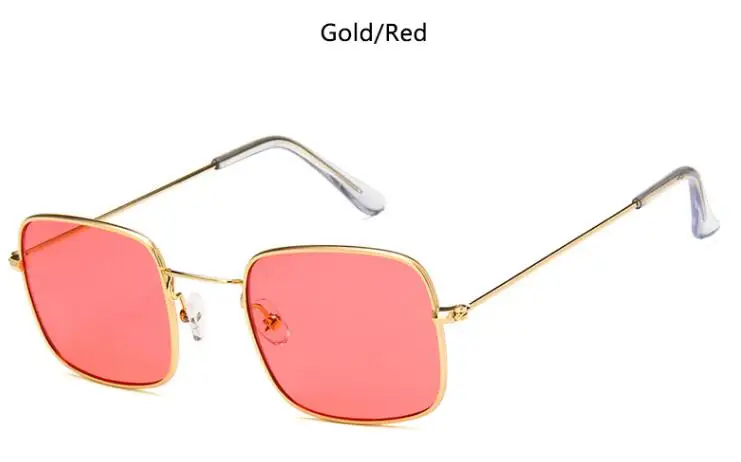 gold red Мужские модные желтые солнцезащитные очки с металлическими прозрачными линзами, маленькая оправа, солнцезащитные очки для женщин, Винтажные Солнцезащитные очки с квадратной оправой, Oculos de sol - Цвет линз: gold red