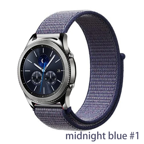 midnight blue 1 Gear s3 Frontier ремешок для samsung galaxy watch 46 мм 42 мм активный 2 нейлон 22 мм ремешок для часов huawei gt ремешок amazfit bip 20 44 - Цвет ремешка: midnight blue 1