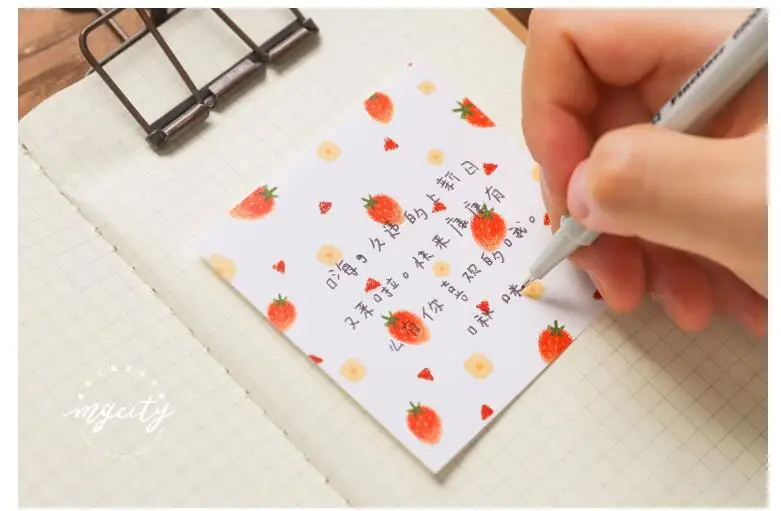 30 Sheets Strawberry Bear Bread Farm Ice Cream Loose Memo Pad Material Paper Cutting