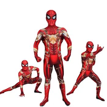 

Marvel halloween The Avenger 4 Golden Iron Man Spiderman Cosplay costume Close-fitting garment parent-child clothing 123412L104
