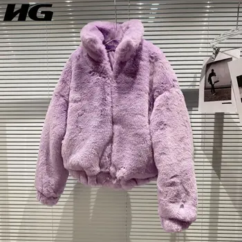 

HG Contrast Color Short Jacket Winter The New Fashion Women Stand Collar Long Sleeve Loose Casual Keep Warm Women Coat ZY2701