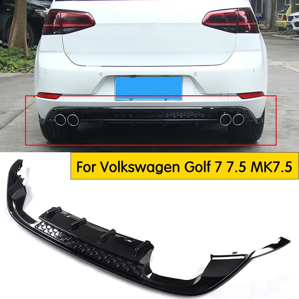 Rear Lip Diffuser Spoiler for VW Volkswagen Golf 7 7.5 MK7.5 Standard And GTI 2017 2018 2019 PP Plastic Black | Автомобили и