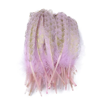 

10PCS Pink Fish Scale Goose Feather Wedding Party Clothes Accessories Plume Decoration feathers for Crafts