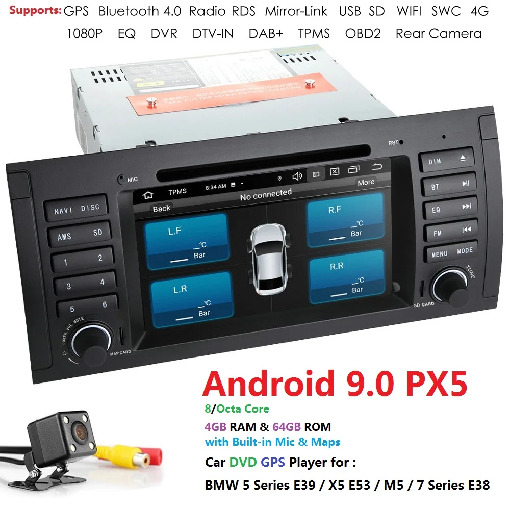 Android 9 0 1 din автомобильный dvd плеер для BMW E39 X5 Range rover gps Wifi Bluetooth Радио USB SD рулевое