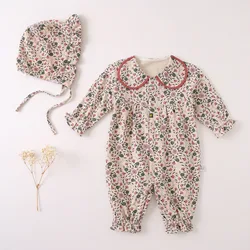 Baby Kids Floral Printing Rompers Autumn Long Sleeve Jumpsuits for Girls New Fashion Children Clothes