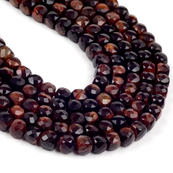 

High Quality Genuine Natural Stone Faceted Red Tiger Eye Stone Beads For Jewelry Making Square Loose Spacer Beads DIY Bracelet